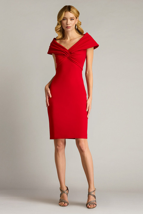 Textured Crepe Portrait Collar Dress