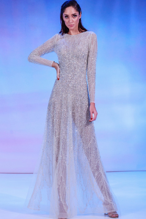 Semi-Sheer Embroidered Gown
