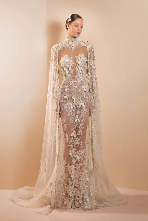Dentelle Lace Floral Gown