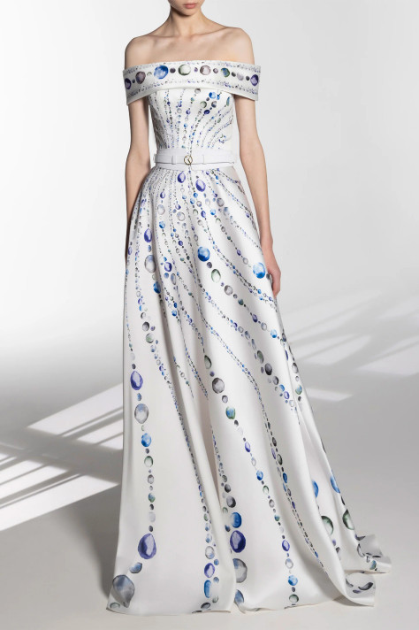 Off Shoulder Mikado Gown