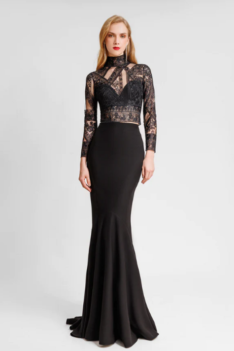 Patterned Lace Top with Skirt