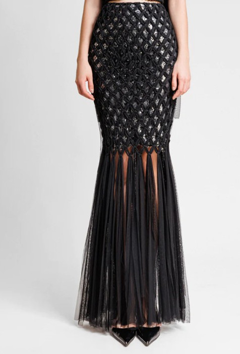 Sequin Skirt with Crochet Overlay