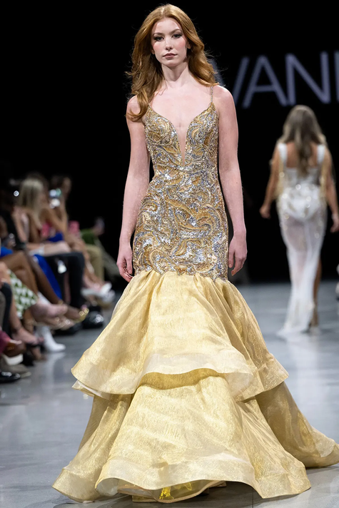 Beaded V-Neck Gown
