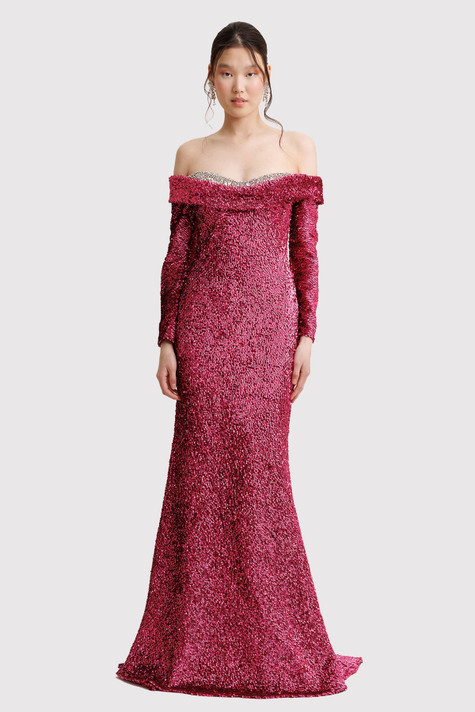 Beaded Neckline Gown