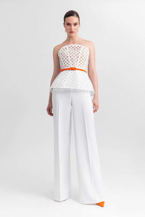 Strapless Corset and Crepe Pants
