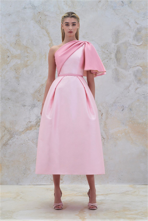 Asymmetrical Box Pleat Dress