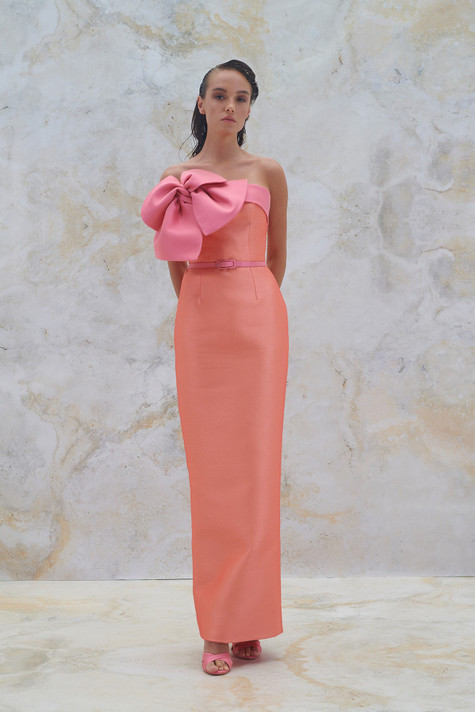 Strapless Gown with Oversized Bow