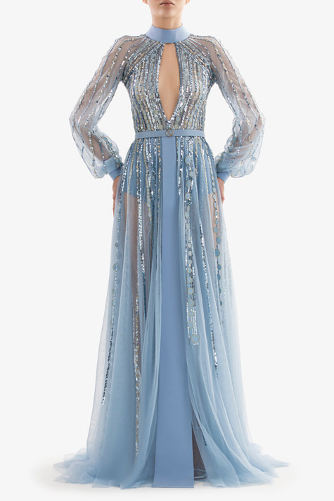 Embroidered Long Sleeved Gown