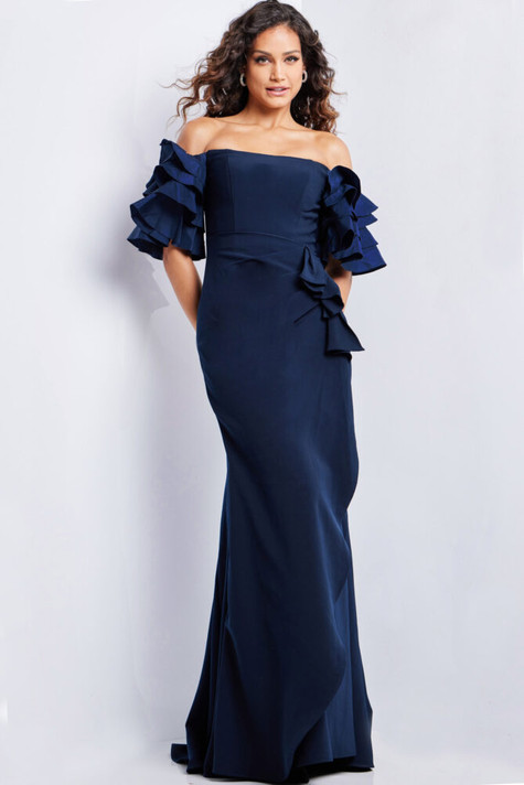 Off-the-Shoulder Short Sleeve Gown