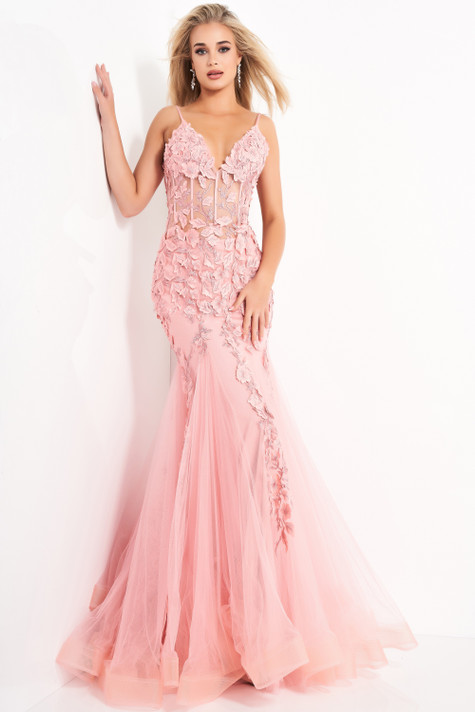 Floral Mermaid Informal Wedding Gown