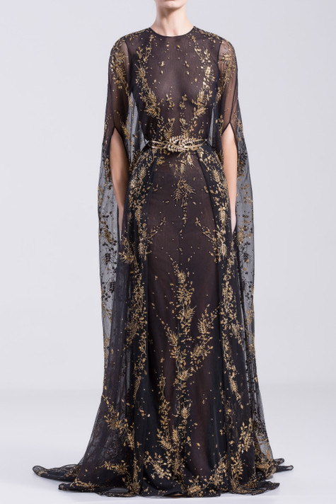 Fully Beaded Embroidered Tulle Gown