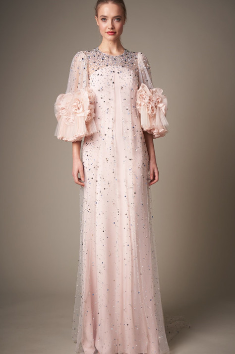 Anita Embellished Semi-Sheer Tulle Gown