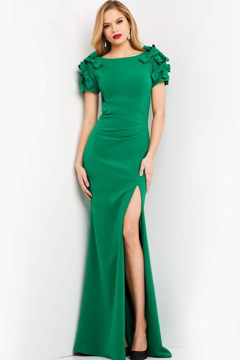 Short Sleeve  Crepe Gown