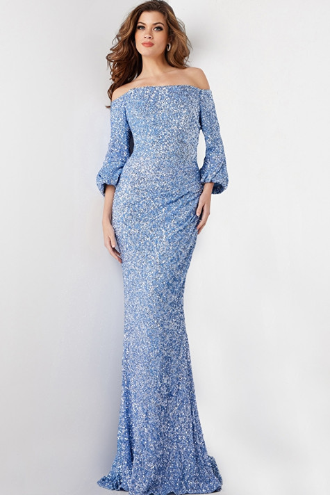 Off the Shoulder Stretch Sequin Gown