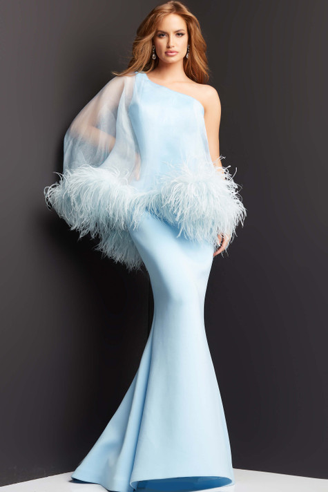 Feather Detail Overlay Gown