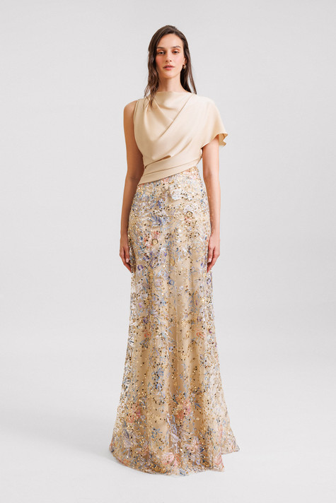 Fully Beaded Skirt Gown