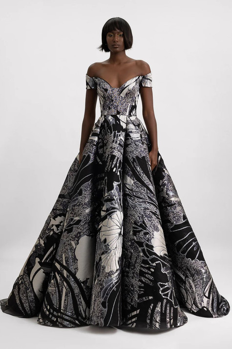 Wide Draped Skirt Gown