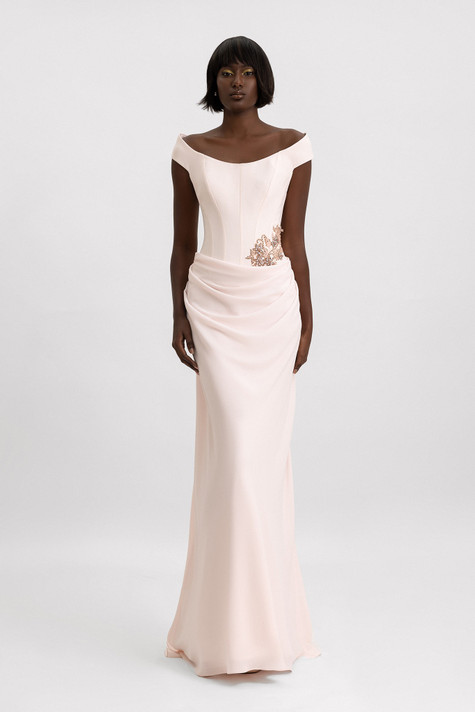 Off-Shoulder Structured Corset Gown