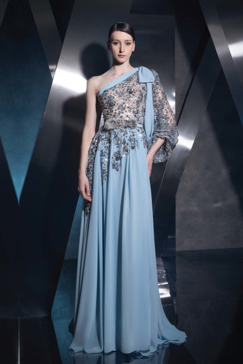 Asymmetrical One-Sleeve Gown