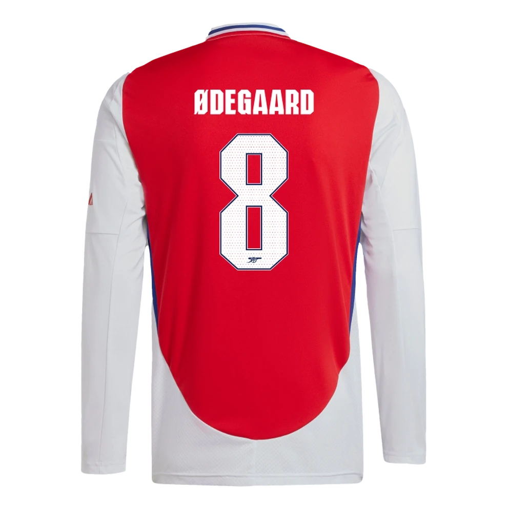 ØDEGAARD #8 Arsenal 24/25 Men's Home Long Sleeve Shirt - Arsenal Font