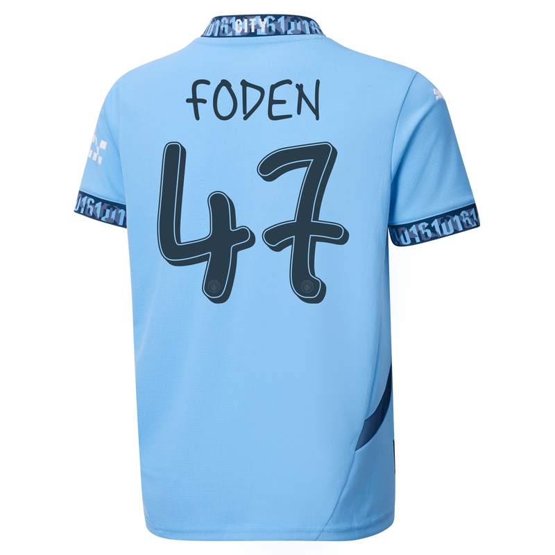 FODEN #47 Manchester City 24/25 Kid's Home Shirt and Shorts - Man City Font