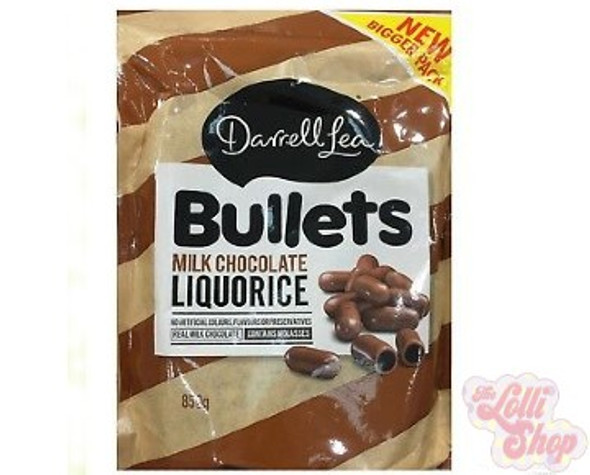 Darrell Lea Milk Choc Liquorice Bullets 850g Darrell Lea Milk Choc Liquorice Bullets 850g