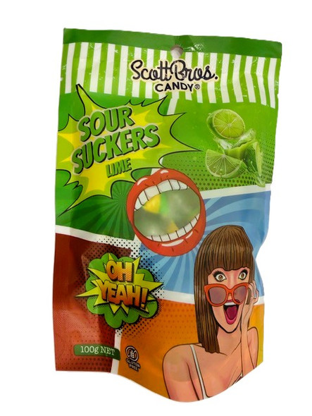Scott Bros Sour Suckers Lime 100g