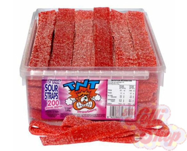 TNT Sour Straps Strawberry 100g