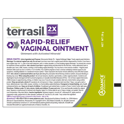 Rapid-Relief vaginal ointment tube label