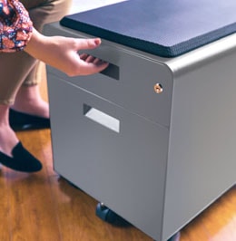 2-drawer file cabinet with seat
