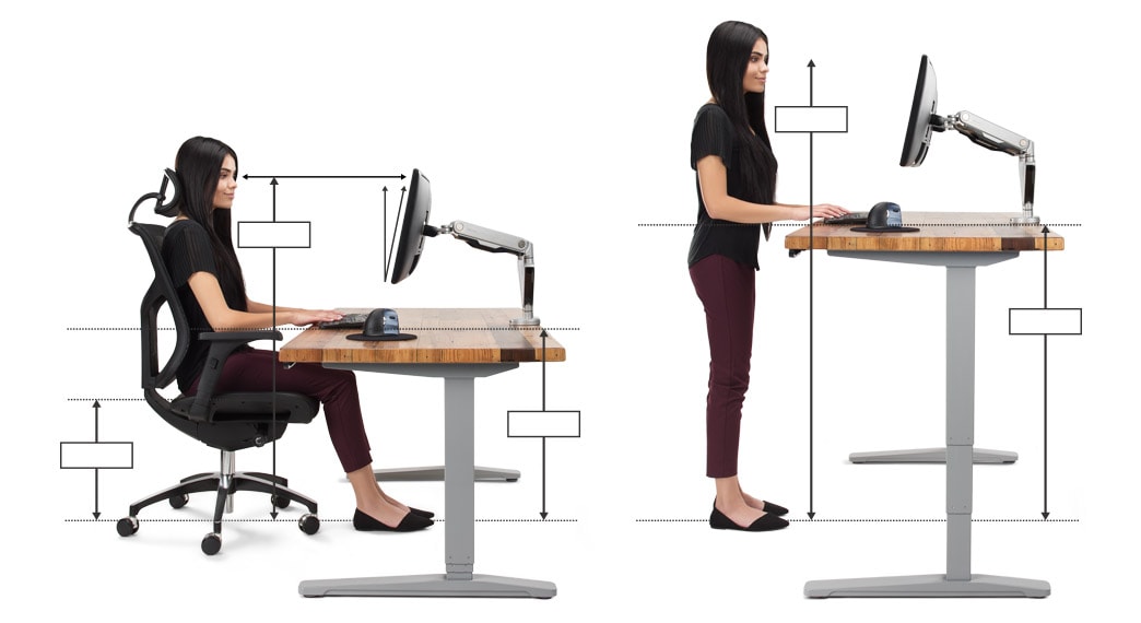 uplift desk height range