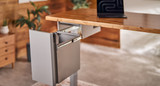 Fully extended Deep Desk Drawer mounted securely to a standing desk for durable, heavy-duty office storage