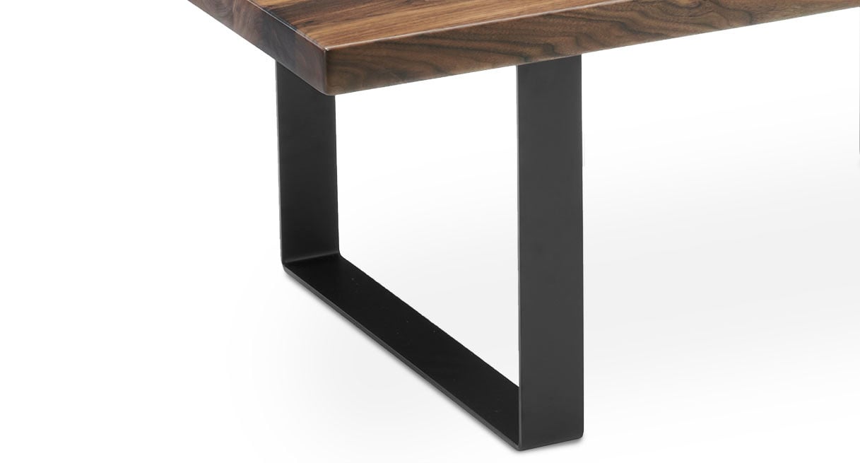 Close-up of Mayes coffee table leg and top