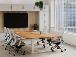 42" height adjustable conference table with bamboo top