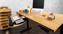 UPLIFT 6-Pack Rack with Bamboo Desktop and Bamboo Big Standard Keyboard Tray