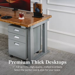 Premium materials, from the solid wood desktop down to the V3 steel frame