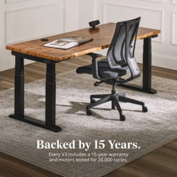 Industry-leading 15-year warranty. Enjoy peace of mind. The entire desk is covered