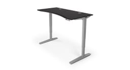 60" x 30" black Ergo-Edge Curve desktop on a gray UPLIFT V2 Standing Desk Frame