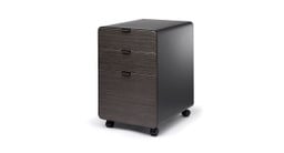 Black 3-Drawer File Cabinet with Greenguard Gold certified ash gray laminate Drawer Fronts