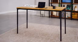 Black Parsons Standing Desk frame with 60" x 30" Rubberwood desktop