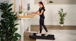 Whisper quiet <50 dB desk frame and quiet walking pad keeps focus on the task at hand