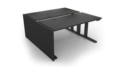 Black Custom Laminate Gallery Panel displayed on dual row 30" desk setup