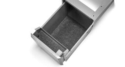 PET felt liners in the upper cubby and drawer bottom protect items like phones and laptops from scratches and damage