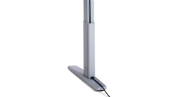 The cable channel effortlessly attaches to steel frame components to secure cables for seamless sit-stand desk height adjustment