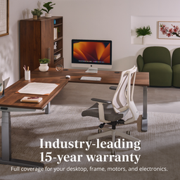Industry-leading 15-year warranty. Enjoy peace of mind. The entire desk is covered