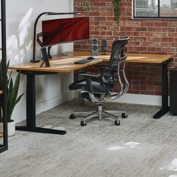 The L-Shaped Standing Desk brings serious surface area and clean lines to any workspace