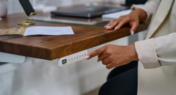 White Advanced Comfort Flush Keypad on an UPLIFT V3 Standing Desk with a Walnut Butcher Block desktop