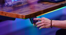 Black Advanced RGB Gaming Keypad on an UPLIFT Standing Desk. 