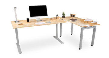 With plenty of space underneath, the side table is comfortable as a seated desk for short periods of time (Pictured: Rubberwood Solid Wood desktop)