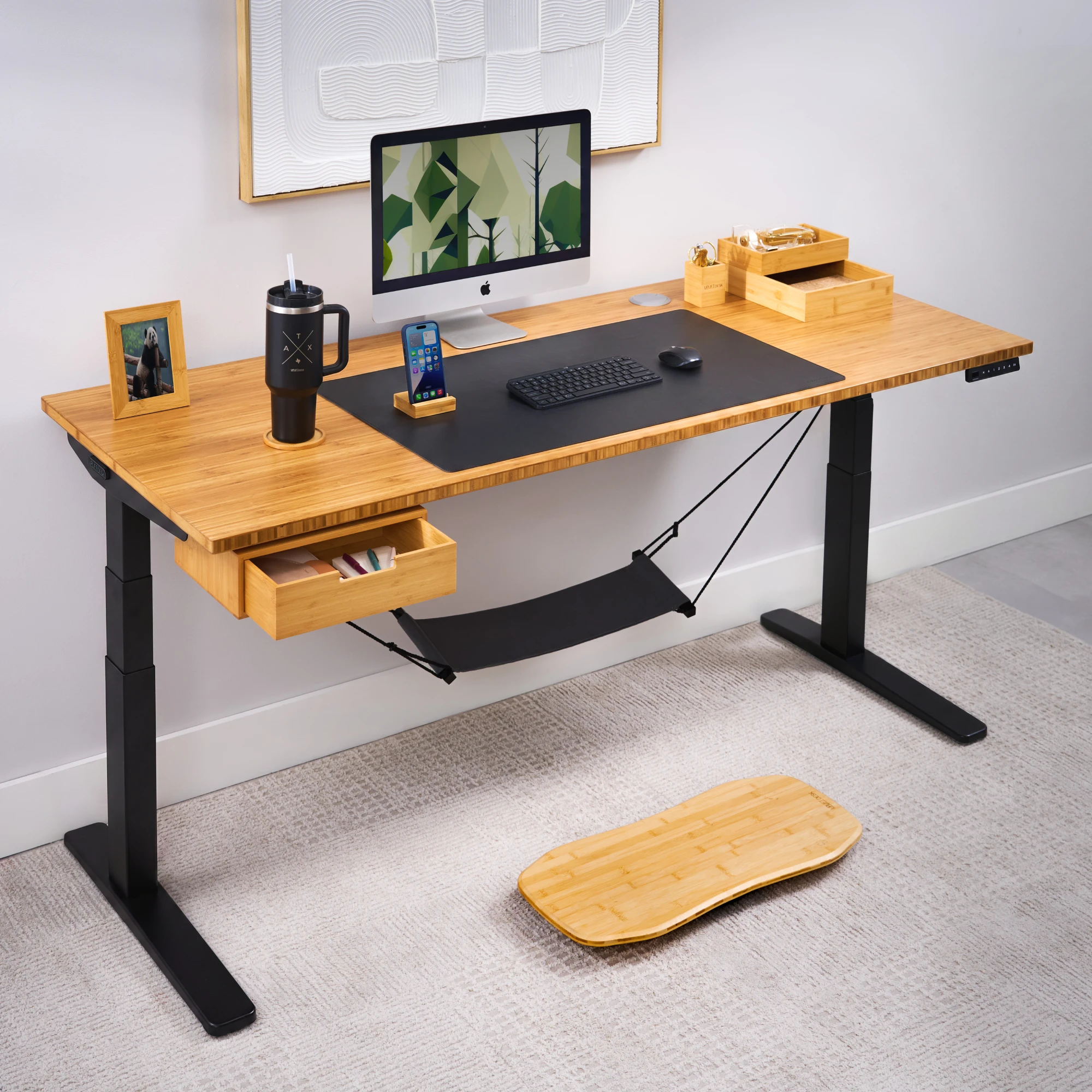 Bamboo Rocker-X Board pairs perfectly with other UPLIFT Desk Bamboo items